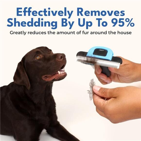 Deshedding Brush For Short Haired Dogs & Cats - Cat and Dog Brush For Shedding - Picture 2 of 7